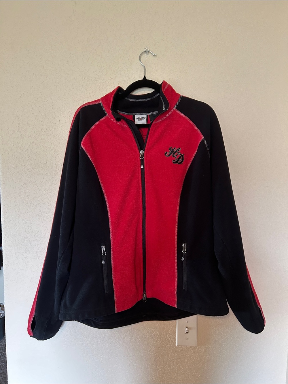 Harley-Davidson Y2K Graphic Biker Embroidered Fleece Jacket Skull XL